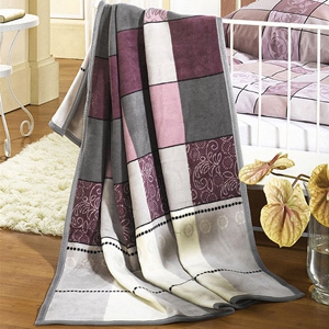 Decken - Schlafdecke florales Muster - violett,grau Decken - Schlafdecke florales Muster - violett,grau
